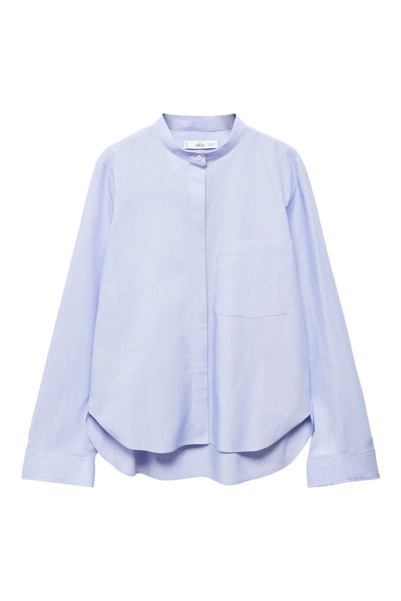 Band Collar Cotton Shirt, Alternate, color, BLUE