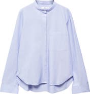 MANGO Band Collar Cotton Shirt