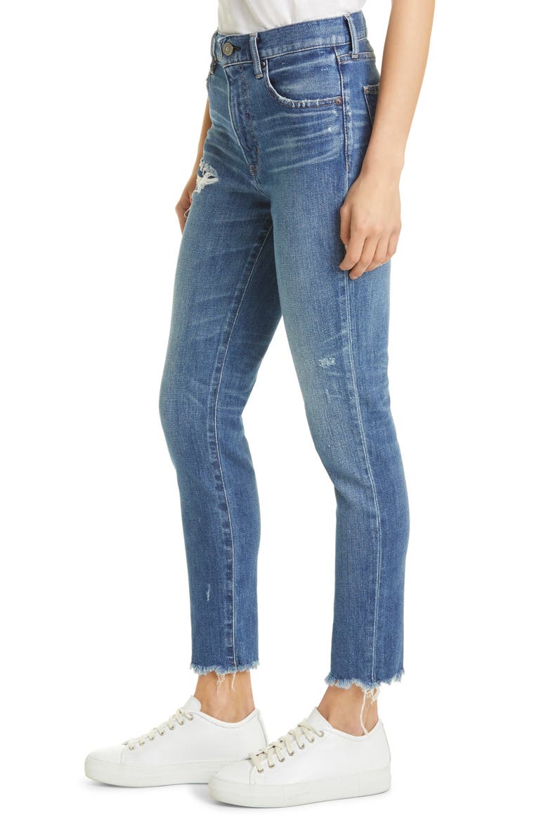 Hammond High Waist Distressed Raw Hem Skinny Jeans, Alternate, color, BLUE