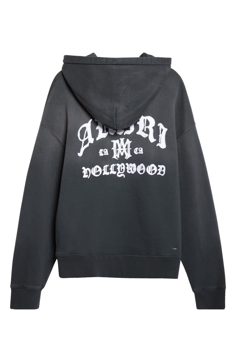 AMIRI Hollywood Embroidered Logo Hoodie, Alternate, color, Black