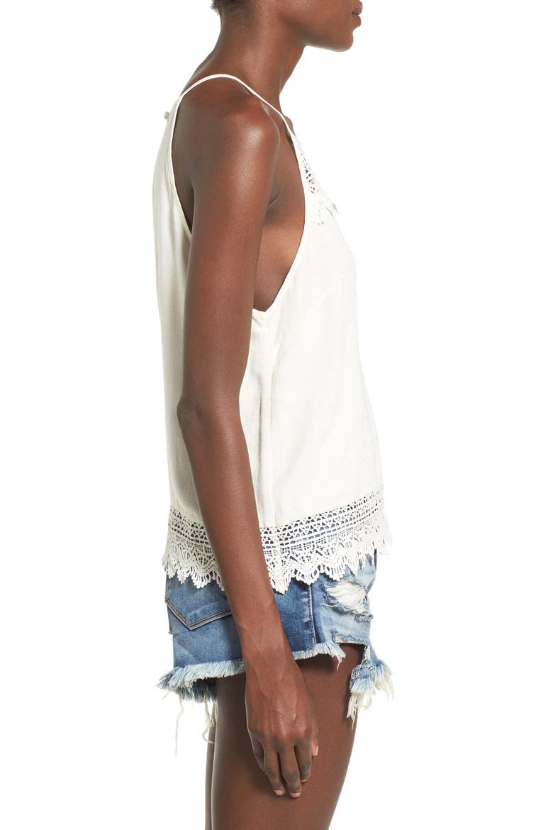 ASTR High Neck Crochet Trim Tank, Alternate, color, VINTAGE CREAM
