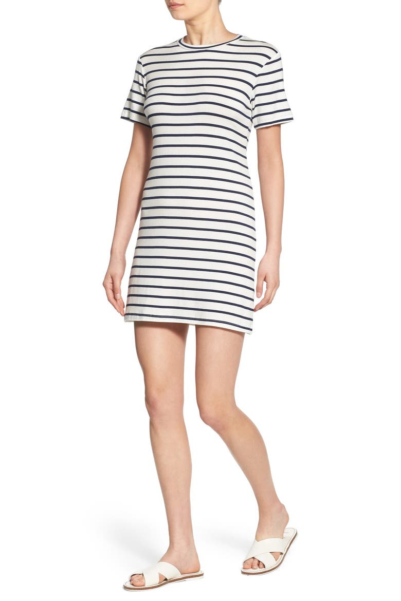'Brigette' Stripe T-Shirt Dress, Alternate, color, MARINE STRIPE
