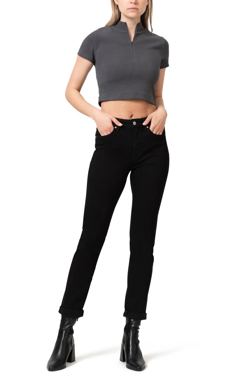 Mavi Jeans Kathleen High Waist Slim Boyfriend Jeans, Alternate, color, Black Feather Blue