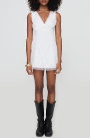 Princess Polly Gimmie Embroidered Open Back Cotton Minidress