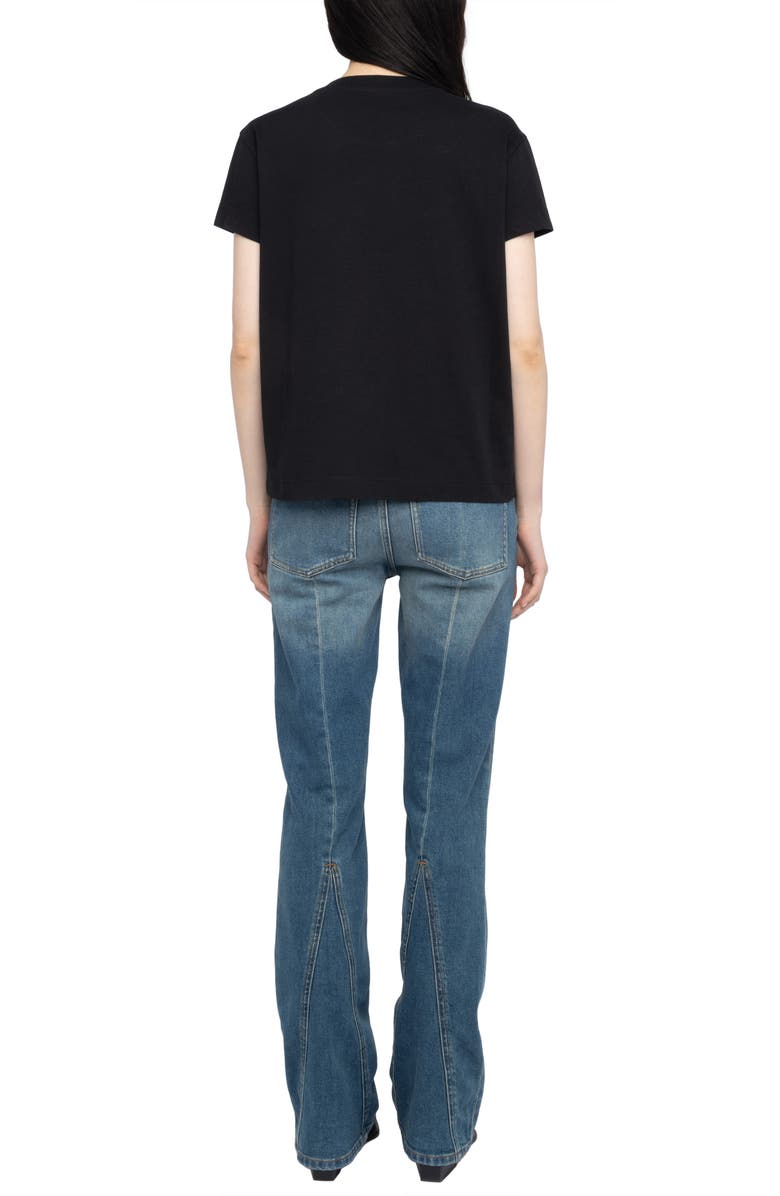 Zadig & Voltaire Suza Rhinestone Wing Pin Cotton T-Shirt, Alternate, color, Black