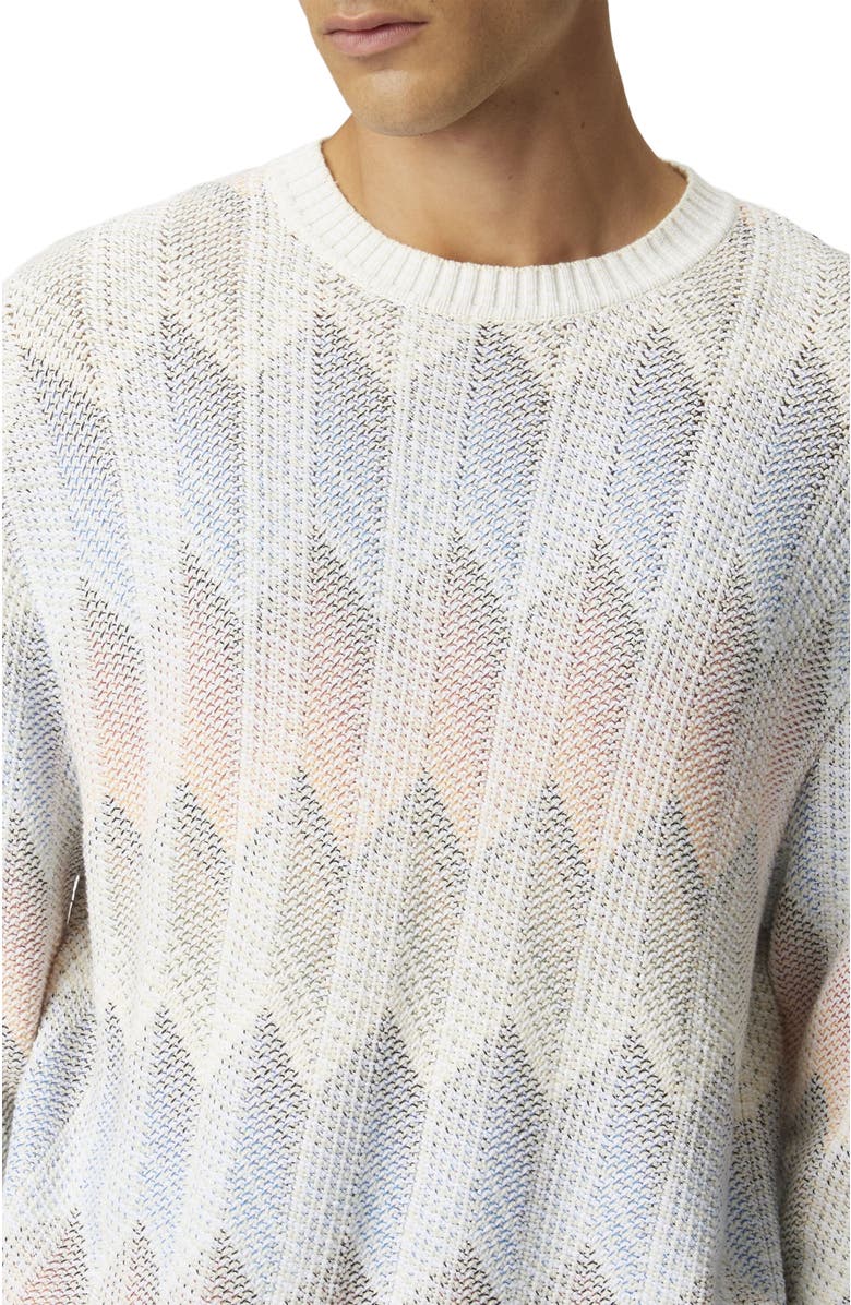 Missoni Crewneck Sweater In Gradient Cotton Chevron Blend With Contrasting Piping, Alternate, color, 