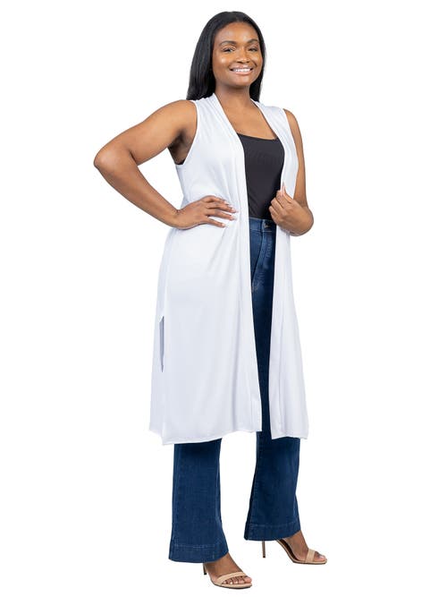 24seven Comfort Apparel Long Sleeveless Cardigan Vest In Multi