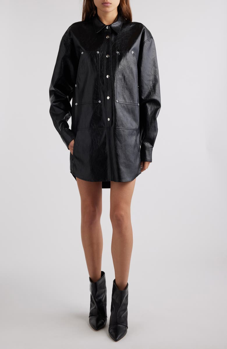 Isabel Marant Étoile Ayali Faux Leather Mini Shirtdress, Main, color,