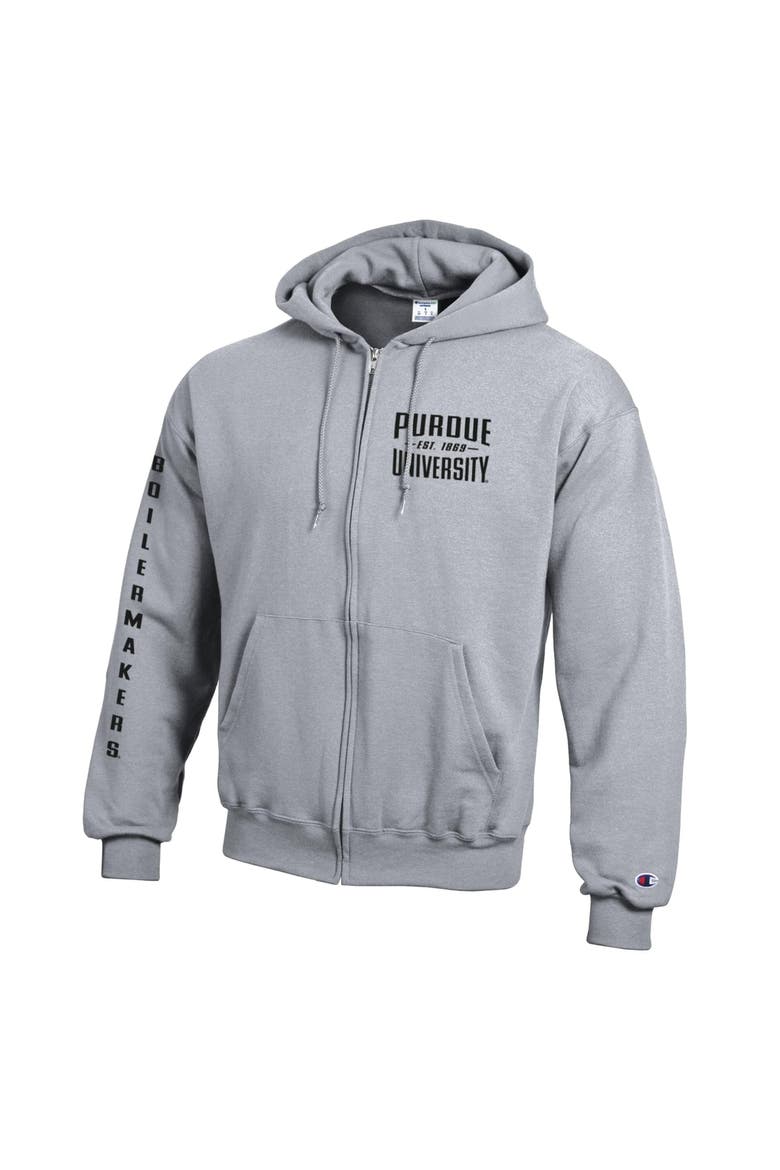 Men's Champion  Heather Gray Purdue Boilermakers Varsity Powerblend Full-Zip Fleece Hoodie, Alternate, color, Heather Gray