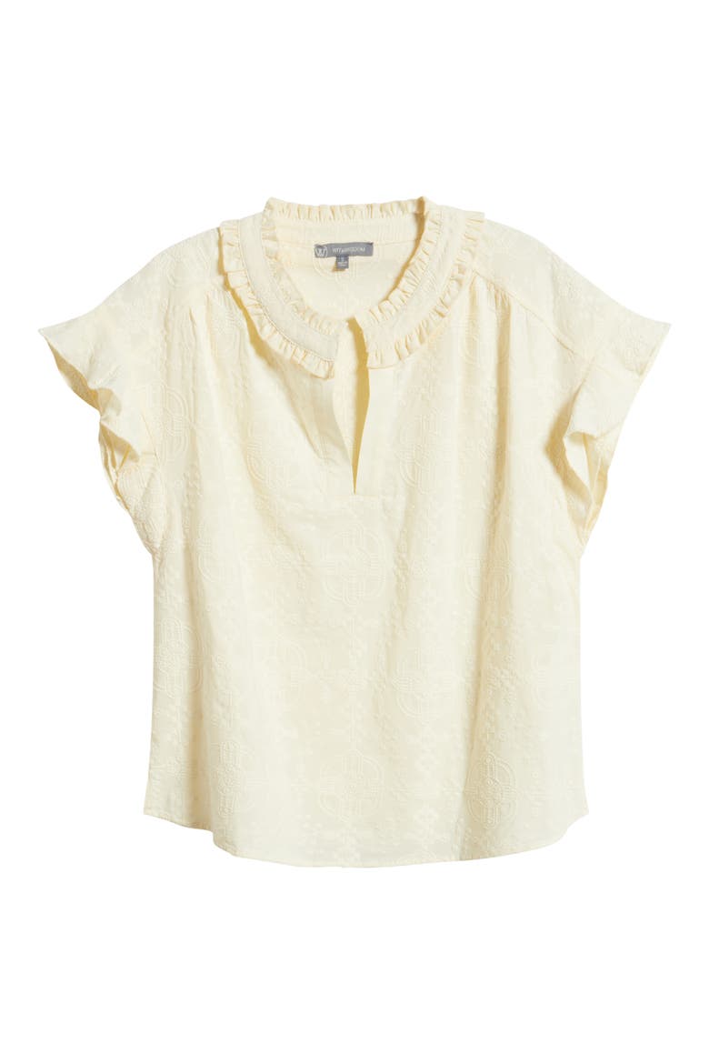 Embroidered Split Neck Top, Alternate, color, LIGHT LEMON LUSH