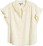Wit & Wisdom Embroidered Split Neck Top