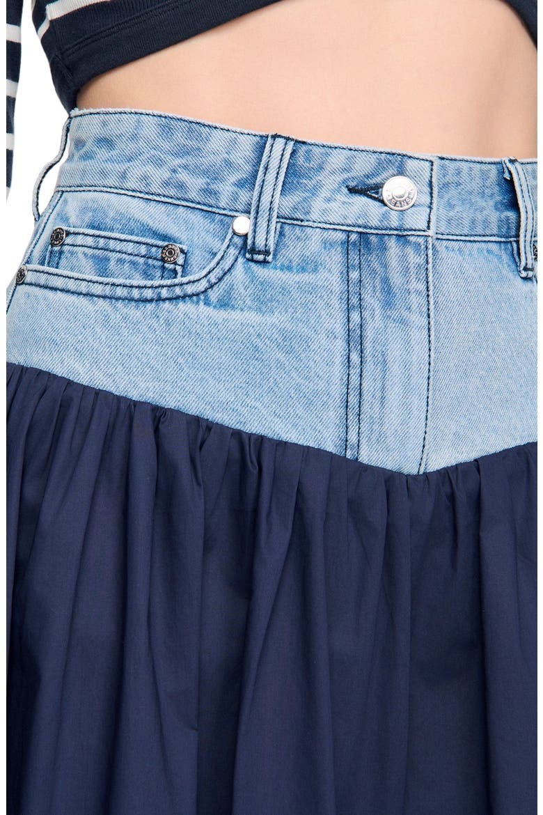 Mixed-material maxi skirt, Alternate, color, Navy blue