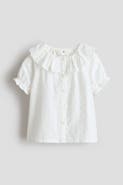 H&M Flounce-collar Embroidered Blouse