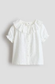 H&M Flounce-collar Embroidered Blouse