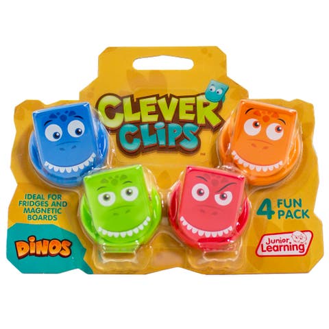 Clever Clips Dinos 4Pc Magnetic Dinosaur Clips