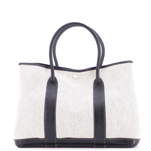 Pre-owned Hermes  Hermes Garden Party Tote Toile And Leather 36 In Black