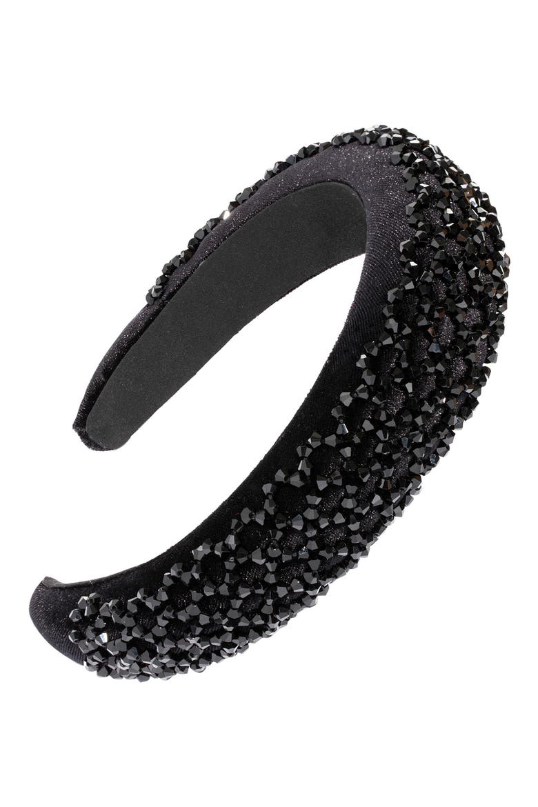 Madison Avenue Beaded Velvet Headband, Main, color, BLACK VELVET