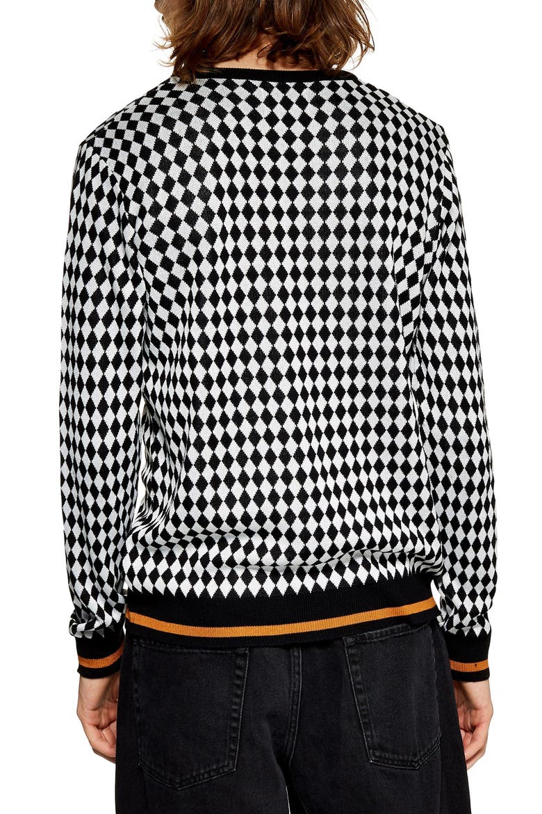 Mini Diamond Crewneck Sweater, Alternate, color, BLACK MULTI