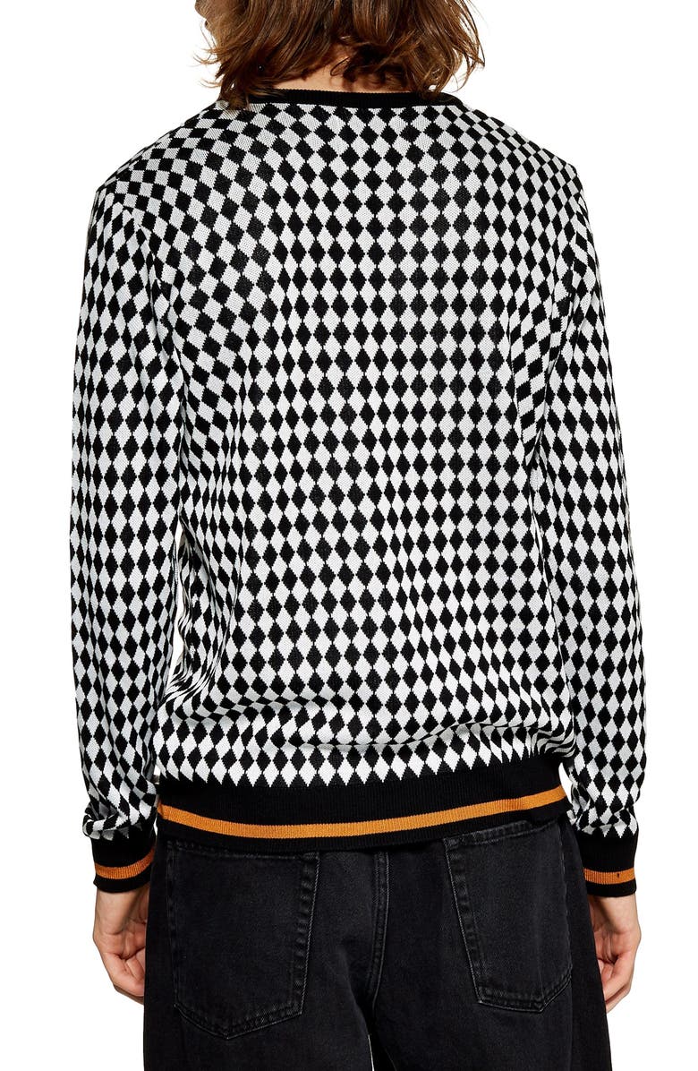 Topman Mini Diamond Crewneck Sweater, Alternate, color,