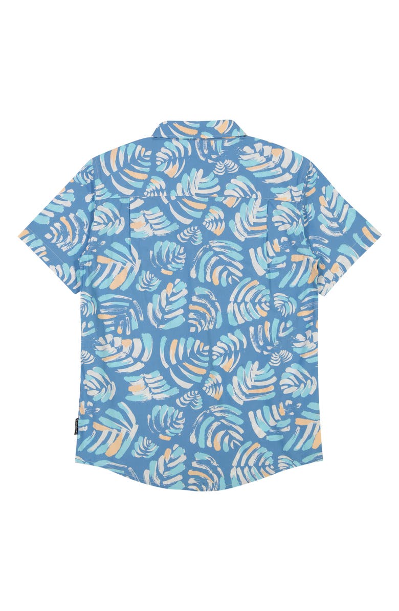 Quiksilver Kids' Shades Classics Leaf Print Short Sleeve Cotton Button-Up Shirt, Alternate, color, 