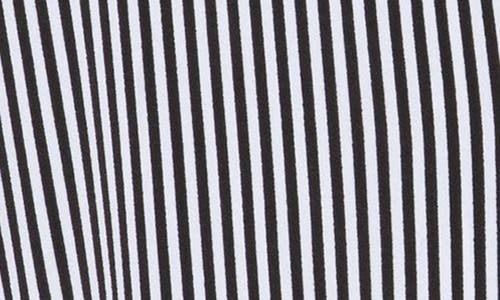 Adrianna Papell Flutter Sleeve Crepe Button-up Top In Black/ivory Small Stripe