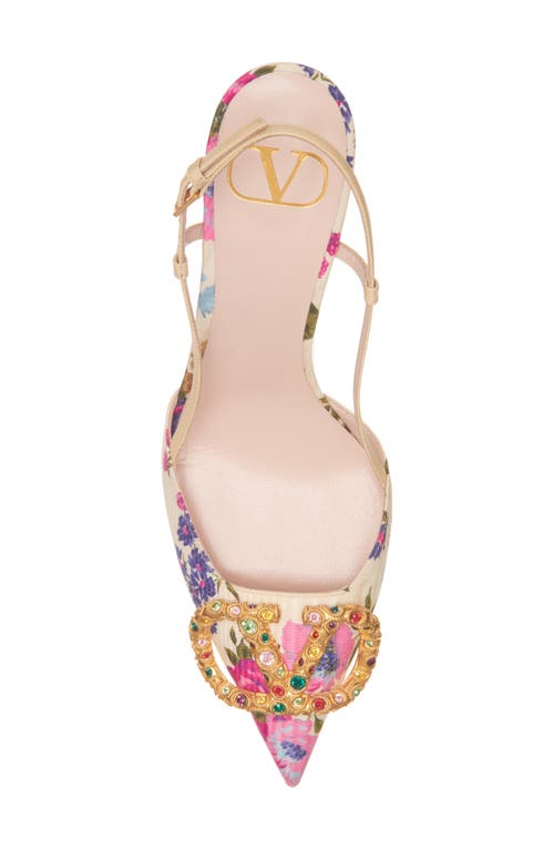 VALENTINO GARAVANI VALENTINO GARAVANI VLOGO FLORAL SILK TWILL SLINGBACK PUMP 