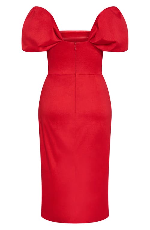 City Chic Elyse Puff Sleeve Sheath Dress