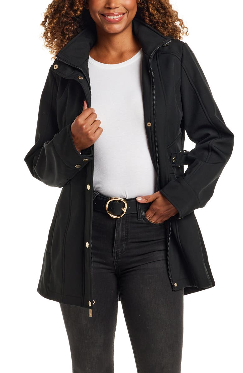 Gallery Softshell Water Resistant Hooded Jacket, Alternate, color, Black