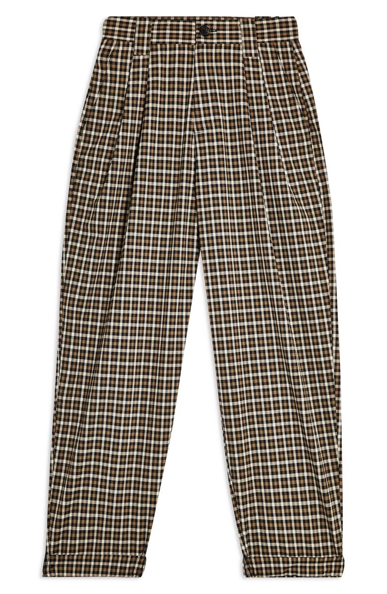 Topshop Check Tapered Trousers, Alternate, color,