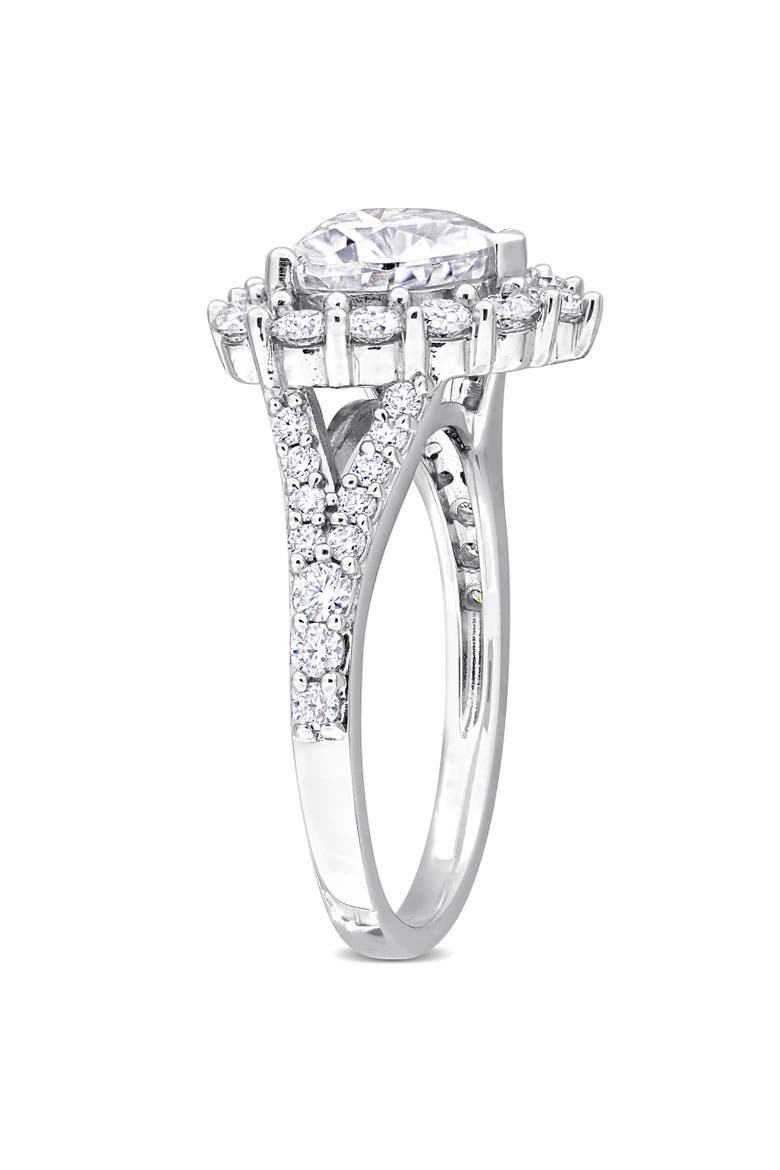 3ct D.E.W. Moissanite Heart Halo Ring, Alternate, color, Sterling Silver