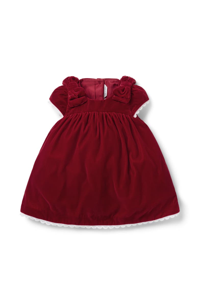 Janie and Jack The Holiday Velvet Baby Dress, Main, color, Red