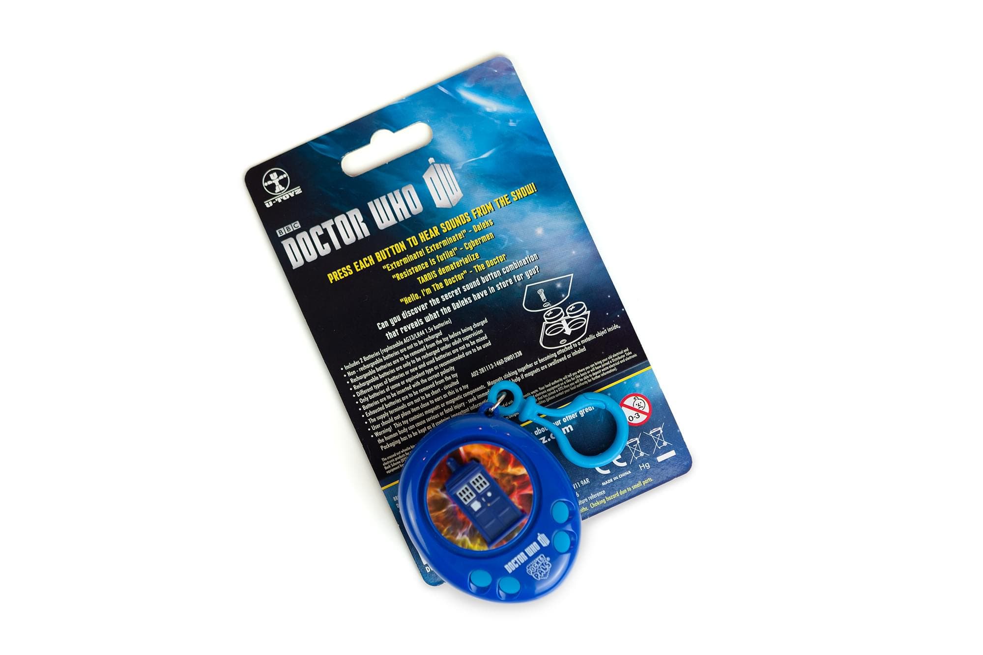 Toynk Doctor Who TARDIS Talking Clip On Keychain - Pocket Pal & Backpack Keyring, Alternate, color, Blue