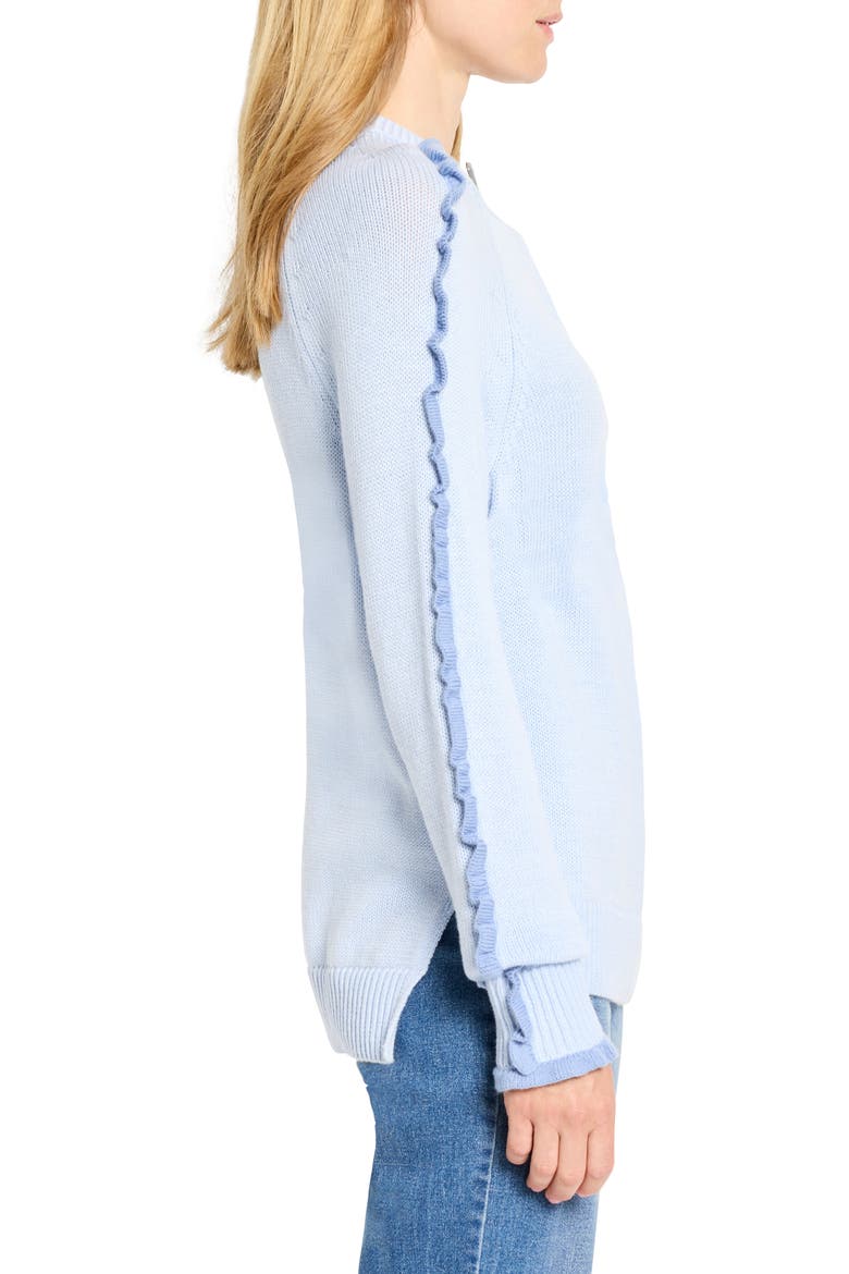 Ruffle Trim Cotton Blend Sweater, Alternate, color, POWDER BLUE