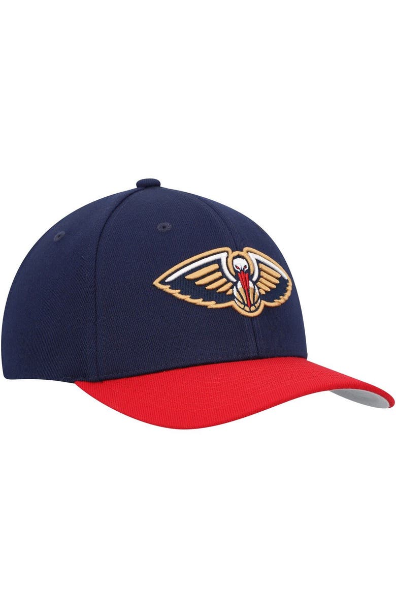 Mitchell & Ness Men's Mitchell & Ness Navy/Red New Orleans Pelicans MVP Team Two-Tone 2.0 Stretch-Snapback Hat, Alternate, color, 