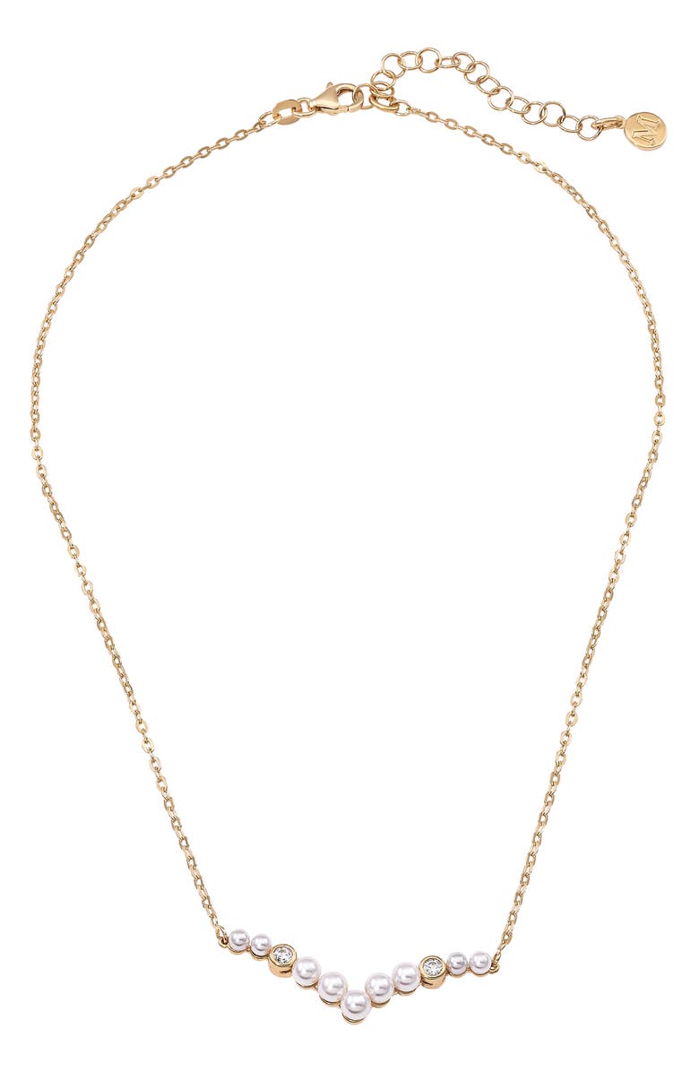 Majorica Simulated Pearl & Cubic Zirconia Necklace, Main, color,