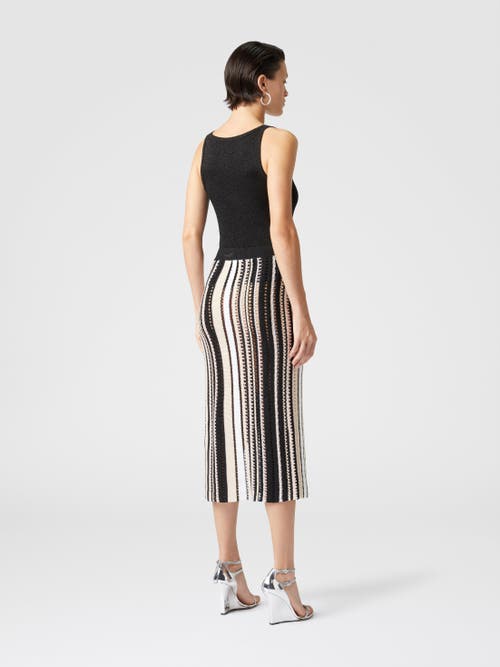 Missoni Striped Crochet Midi Skirt With Side Buttoning In Multicoloured