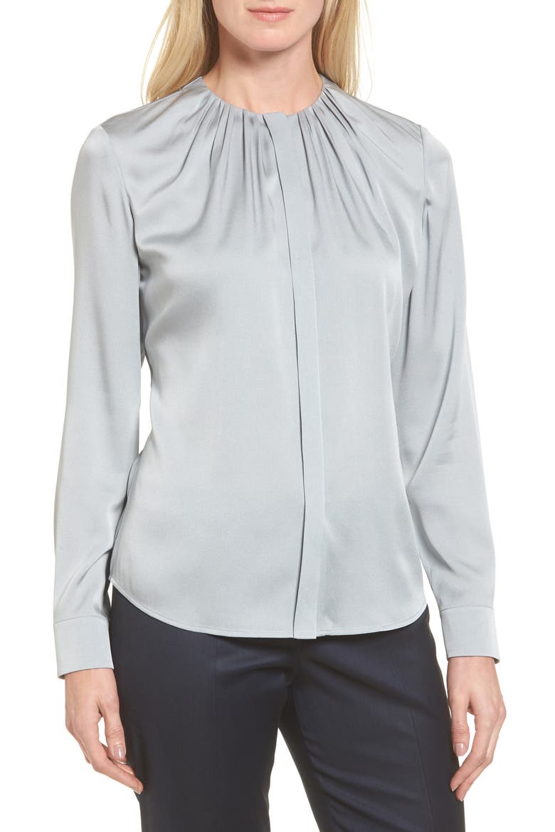 Banora Stretch Silk Blouse, Main, color, BLUE DUST