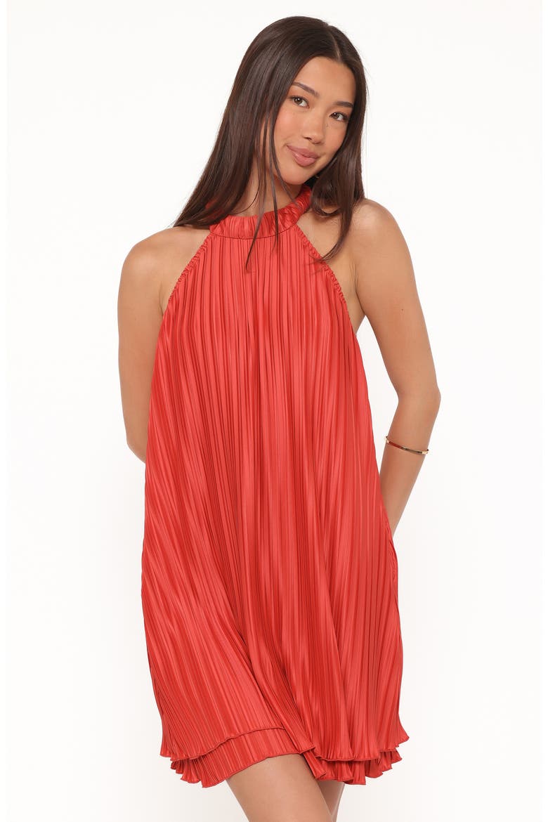Tyra Plissé Halter Minidress, Alternate, color, RED