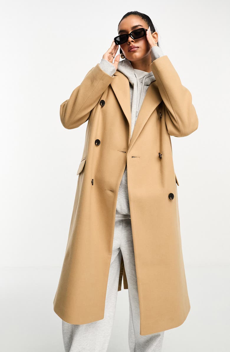 ASOS DESIGN Double Breasted Dad Coat, Alternate, color, 