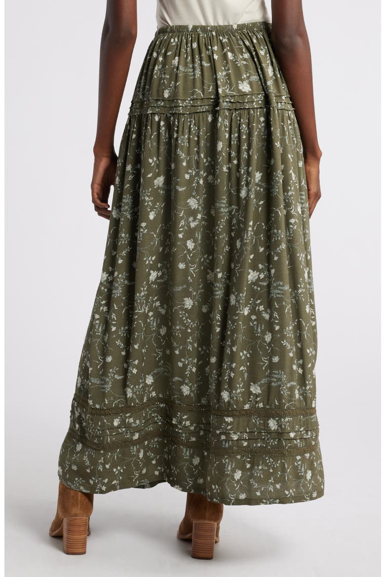 Lace Inset Maxi Skirt, Alternate, color, OLIVE- GREEN WILD VINE