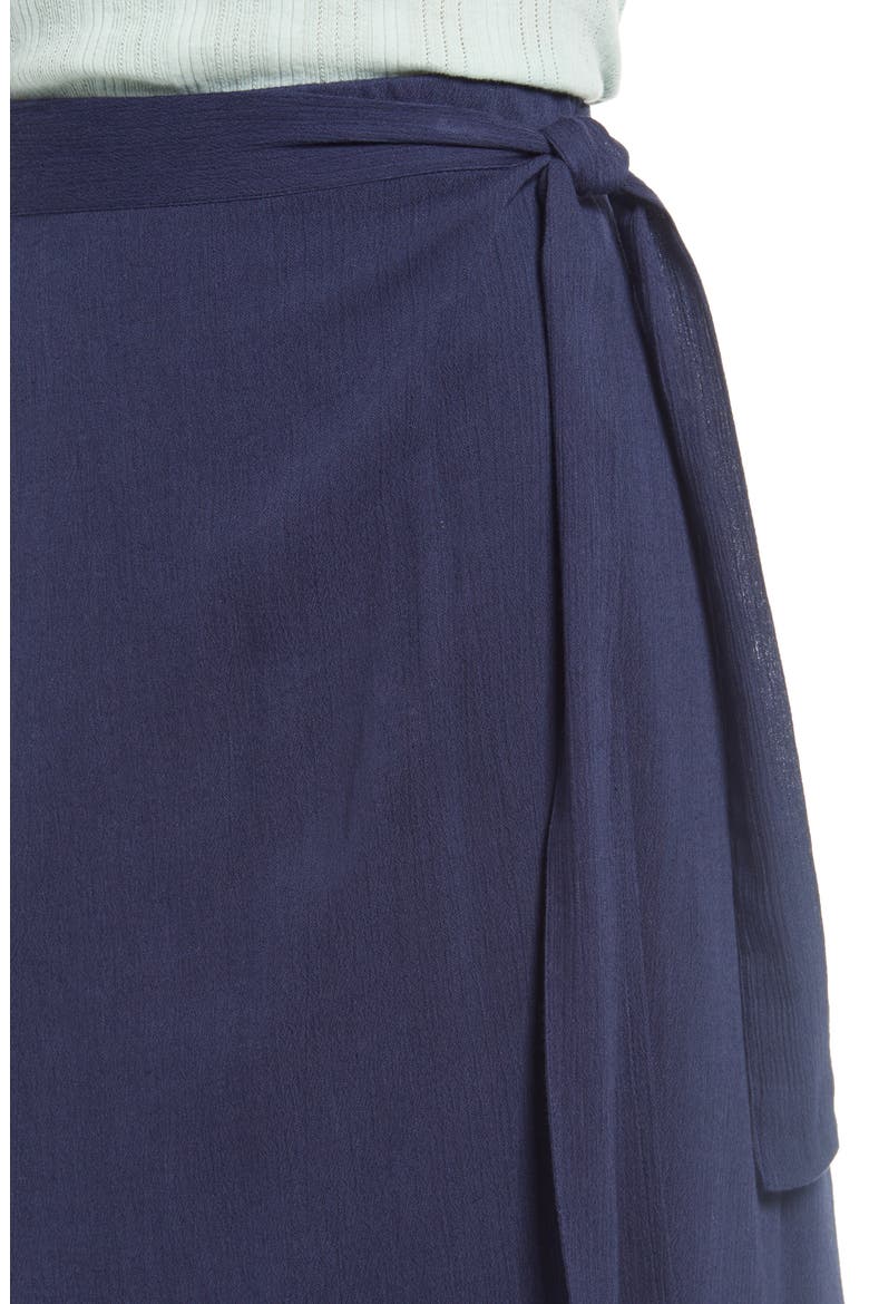Faux Wrap Midi Skirt, Alternate, color, NAVY PEACOAT