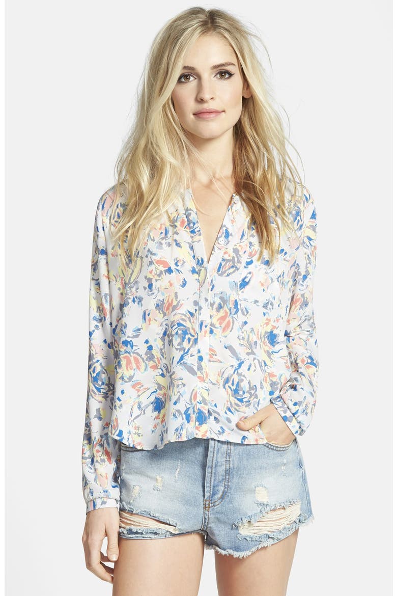 ASTR Print High/Low Shirt, Main, color, IVORY MULT