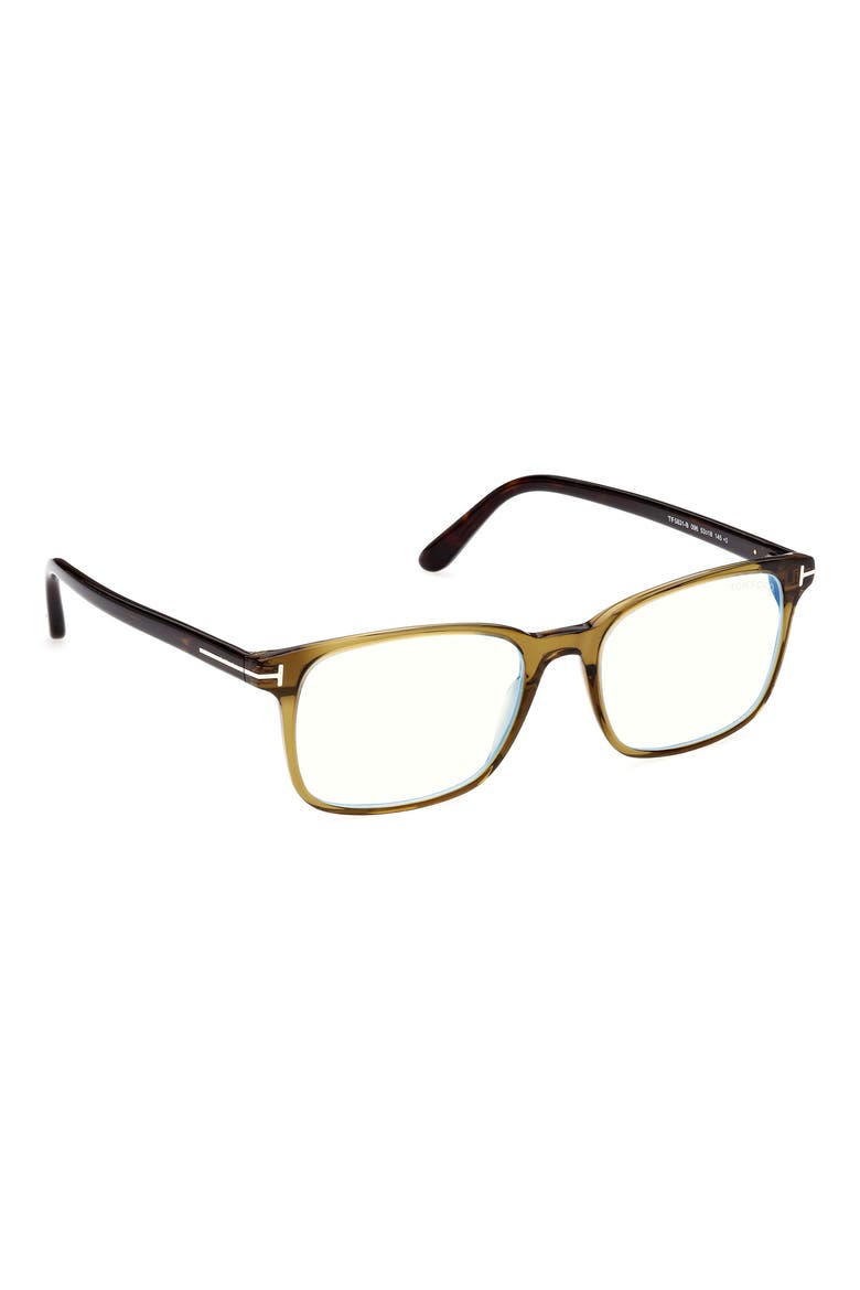 53mm Rectangular Blue Light Blocking Glasses, Alternate, color, SHINY DARK GREEN