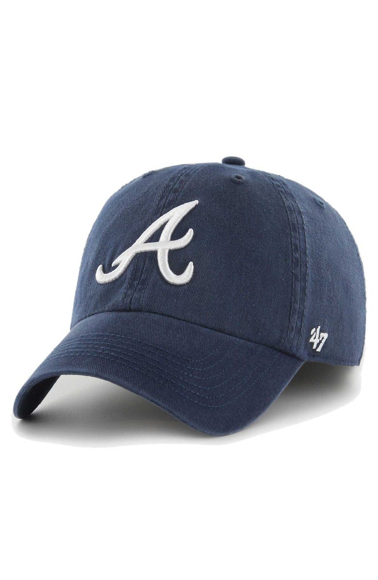 '47 Men's '47 Navy Atlanta Braves Franchise Logo Fitted Hat, Main, color,