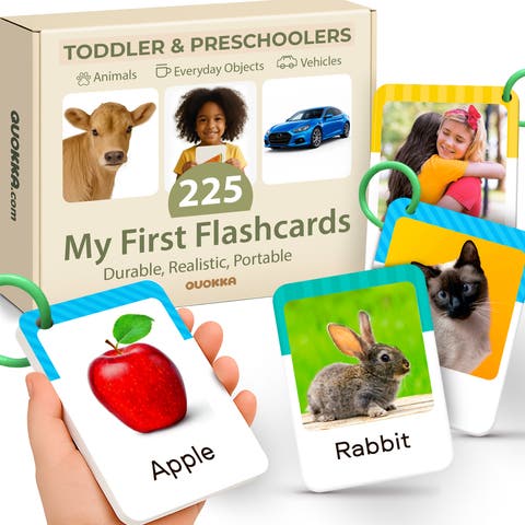 225 Toddler Flash Cards with Rings - Realistic Learning Cards