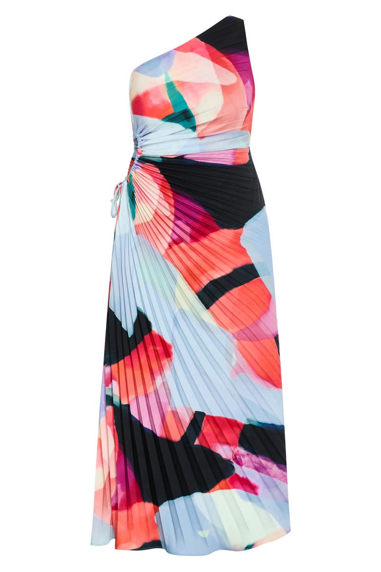 Aliza Print Cutout One-Shoulder Maxi Dress, Alternate, color, ASPECT