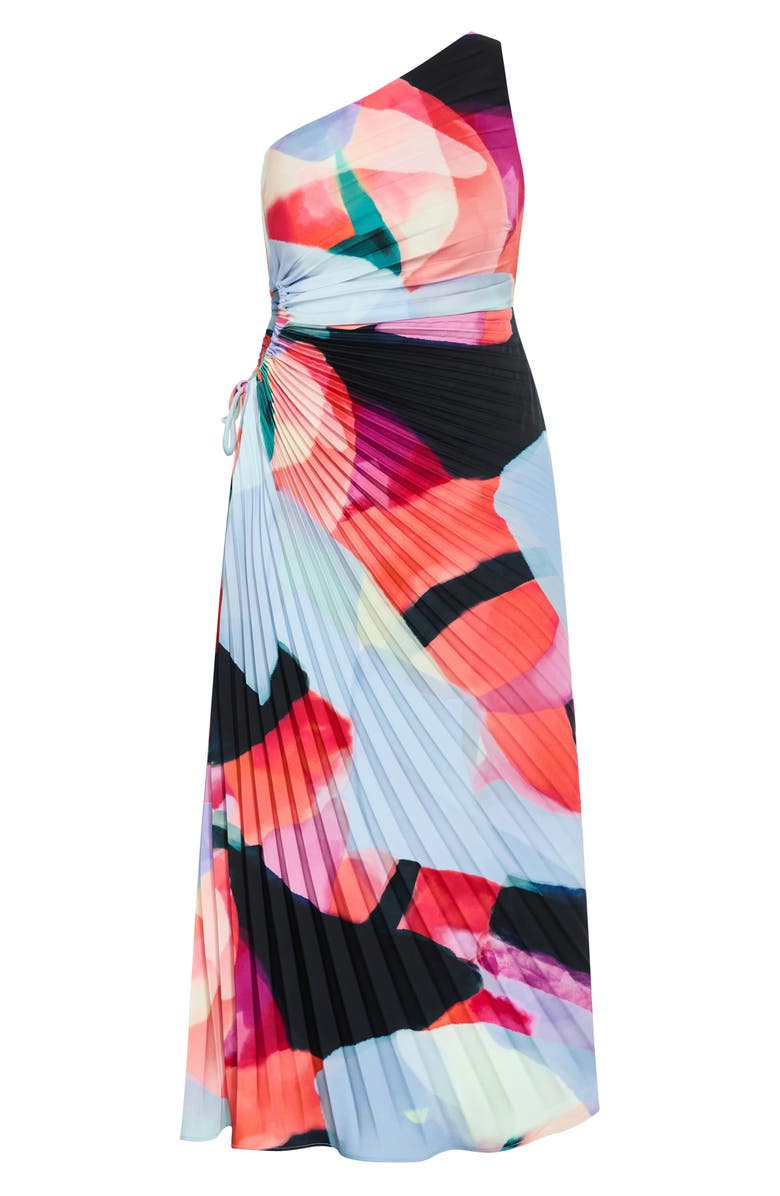City Chic Aliza Print Cutout One-Shoulder Maxi Dress, Alternate, color, Aspect