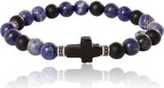 Lucky Brand Sodalite Bead Stretch Bracelets with Cross Accents