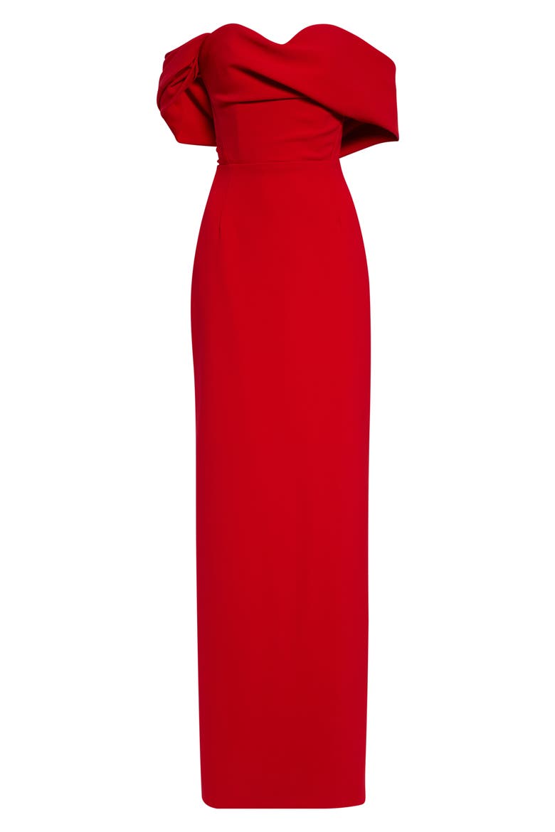 Sofia Off the Shoulder Column Gown, Alternate, color, CHILI RED