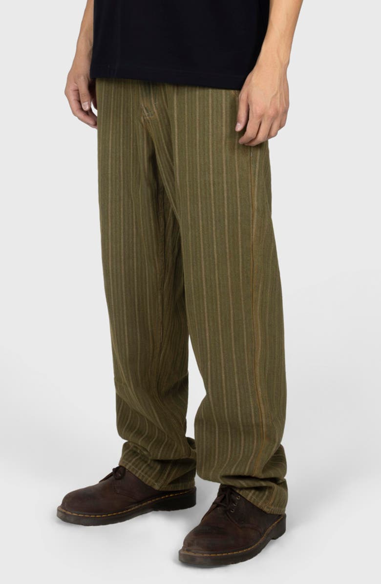 PLEASURES Railroad Stripe Work Pants, Alternate, color, Brown